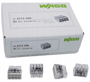 Szybkozłączka WAGO 2273-208 Drut 8 x 0,5 - 2,5mm² 50szt.