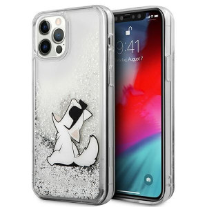 Iphone 12 Pro Max 6,7" Srebrny/silver Hardcase Liquid Glitter Choupette Fun