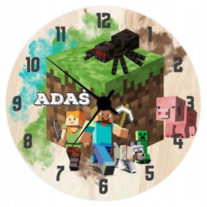 ZEGAR ścienny dla dzieci MINECRAFT IMIĘ ŚWIĘTA Y4