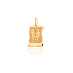 Złota zawieszka znak zodiaku bliźnięta