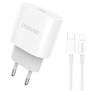 Ładowarka sieciowa Dudao USB-C Power Delivery 20W biała + kabel USB-C - Lig