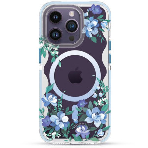 Magnetyczne Etui Iphone 14 Plus Magsafe Ozdobione Nadrukiem W Kwiaty Orchid