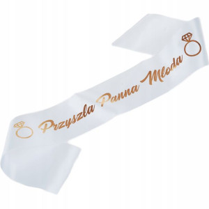 Biała Szarfa Rose Gold Panna Młoda Panieński Ch