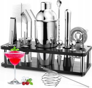 Shaker 18 el. duży zestaw barmański 750ml + stojak