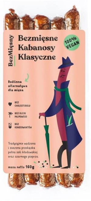 BezMięsne Kabanosy klasyczne 160 g BezMięsny - alternatywa dla mięsa