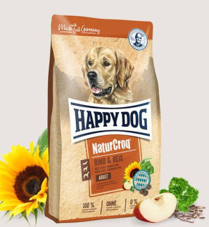 HAPPY DOG Natur- Croq wołowina i ryż 2x15kg + MACED Kość Wędzona Prasowana
