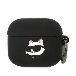 Karl Lagerfeld Kla3runchk Airpods 3 Cover Czarny Silicone Choupette Head 3d