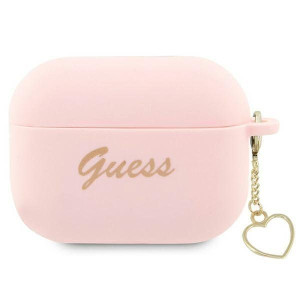 Guess Guap2lschsp Airpods Pro 2 Cover Różowy/pink Silicone Charm Heart