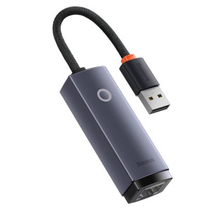 Baseus Lite Series Adapter Usb - Rj45 Gniazdo Lan 100mbps Szary