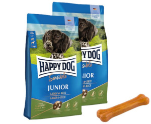 HAPPY DOG Sensible Junior, sucha karma, jagnięcina/ryż, 2x10 kg + MACED Koś
