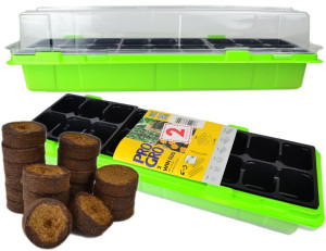 Zestaw do Wysiewu Nasion 2x Szklarenka Inspekt 47x16cm + Krążki Torfowe