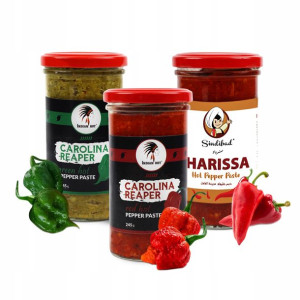 3x245 G Ostra Pasta Paprykowa Harissa Carolina Reaper Green Red