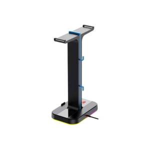 Stojak na słuchawki wieszak uchwyt RGB LED + 2xUSB