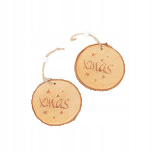 Zawieszka WOODIE plaster drewna 2 szt 8 cm HOMLA