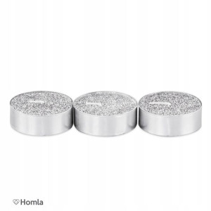 Tealight srebrny BROKAT 3szt STARK 6 cm HOMLA