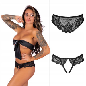 LivCo Corsetti Otwarte Majtki i Opaska Satyna S/M