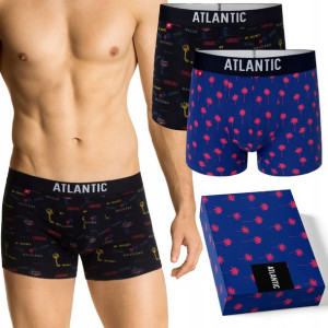 Atlantic Kolorowe Bokserki męskie Bawełniane 2Pak