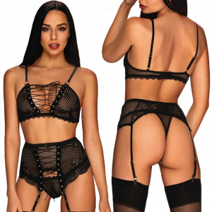 Obsessive Basitta Set Komplet Koronka L/XL