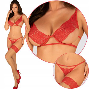 OBSESSIVE Mellania czerwony Komplet Bielizny S/M