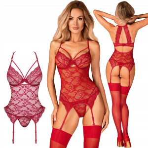 Obsessive Ivetta Gorset Krwisty Czerwony L/XL