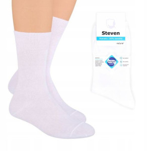 Steven 055 Skarpety 100% Bawełna Biały 41-43