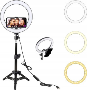 Lampa Pierścieniowa LED 26cm ze Statywem 48cm