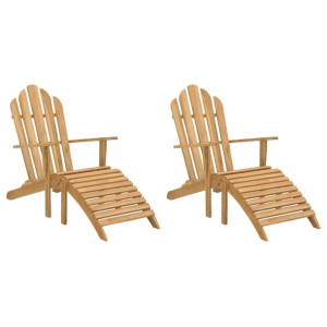 Krzesła Adirondack z podnóżkami, 2 szt., lite drewno tekowe