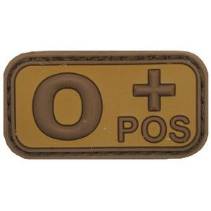 Marker naszywka grupy krwi gumowe "O POS'', 3D