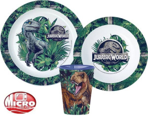 JURASSIC WORLD Zestaw Naczyń Talerz Miska Kubek Obiadowy