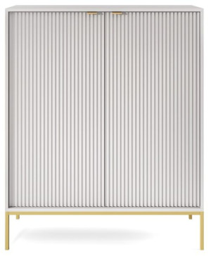 Nowoczesna Loftowa Komoda ENZO Lamele 104 cm wysoka dwudrzwiowa VENASI LOFT