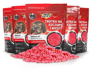 5x Trutka NO PEST na Myszy i Szczury 1kg Czerwony Granulat Ziarno Trucizna