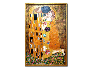 Gustav Klimt POCAŁUNEK obraz malowany + ZŁOTA RAMA