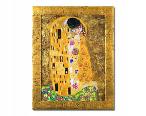 Gustav Klimt POCAŁUNEK obraz malowany + ZŁOTA RAMA