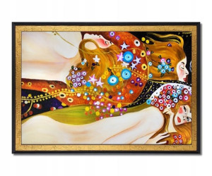 Gustav Klimt WĘŻE WODNE ZŁOTA RAMA wzburzona woda