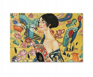 obraz malowany Gustav Klimt DAMA Z WACHLARZEM