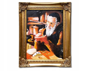 Obraz malowany PORTRET ŻYDA NA SZCZĘŚCIE ŻYD rama