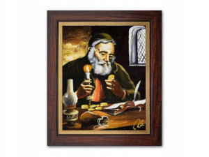 Obraz malowany PORTRET ŻYDA NA SZCZĘŚCIE ŻYD rama