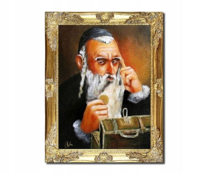 Obraz malowany PORTRET ŻYDA NA SZCZĘŚCIE ŻYD rama
