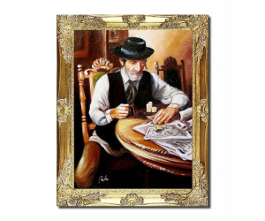 Obraz malowany PORTRET ŻYDA NA SZCZĘŚCIE ŻYD rama
