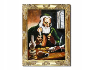 Obraz malowany PORTRET ŻYDA NA SZCZĘŚCIE ŻYD rama