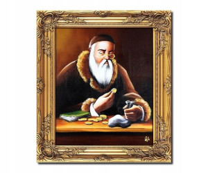 Obraz malowany PORTRET ŻYDA NA SZCZĘŚCIE ŻYD rama