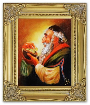 Obraz malowany PORTRET ŻYDA NA SZCZĘŚCIE ŻYD rama