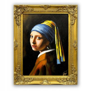 OBRAZ malowany VERMEER DZIEWCZYNA Z PERŁĄ + rama
