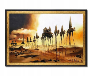 SALVADOR DALI KARAWANA OBRAZ MALOWANY + złota rama