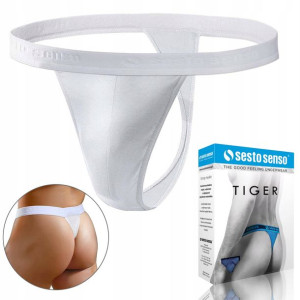 Stringi męskie SESTO SENSO TIGER, białe, XXL