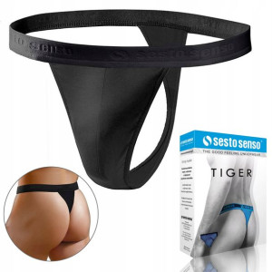 Stringi męskie SESTO SENSO TIGER, czarne, XXL