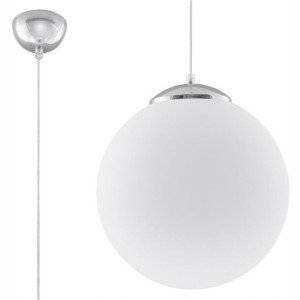 Lampa Wisząca Ugo Chrom 40 E27 Kula Biała Sollux