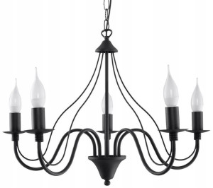 Lampa Wisząca Minerwa 5 Żyrandol Czarny E14 Sollux