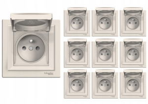 10x Schneider Asfora Gniazdo Hermetyczne 2p+pe Krem Ip44 Eph2800623