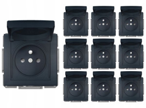 10x Schneider Asfora Gniazdo Pojedyncze Z/u Antracyt Ip44 Eph2800671